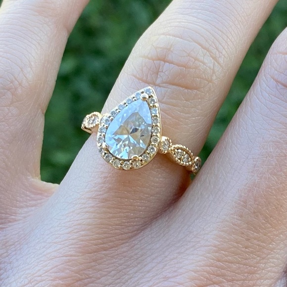 Moissanite, Diamond, And 14k Gold Engagement Ring
